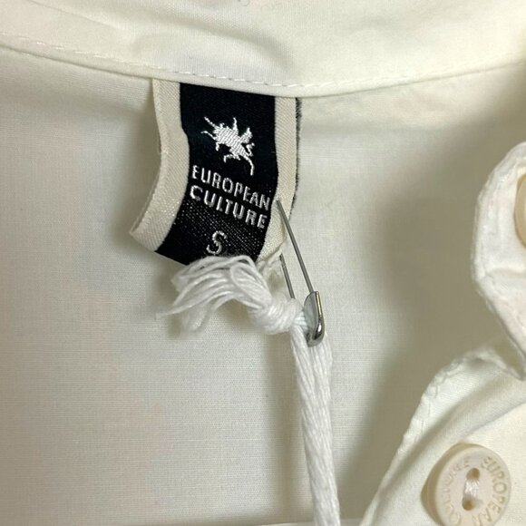 NWT European Culture White Blouse Peplum Ruffle Long Sleeve Button Up Sz S - Picture 4 of 6